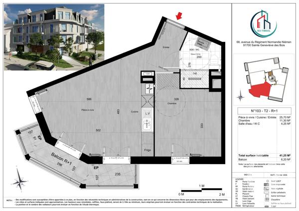 Appartement F2 à vendre  2 pièces - 41,25 m 2   STE GENEVIEVE DES BOIS  - 91