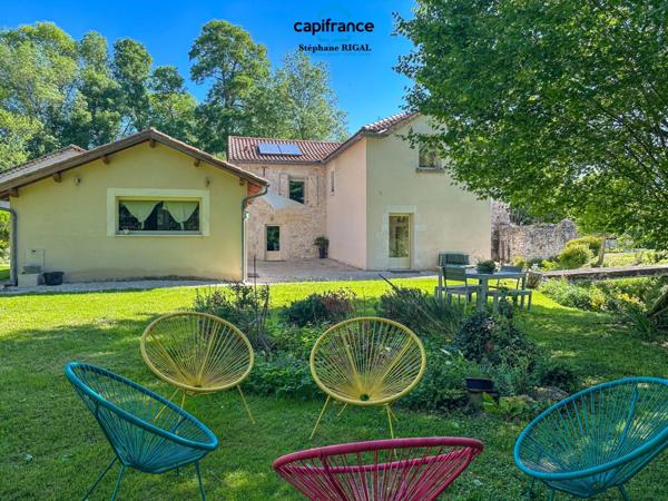 Propriete à vendre 6 pièces MONTCUQ maison de 150m2 + dépendances + moulin sur 1,65ha de terrain