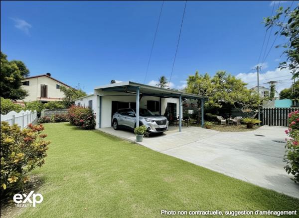 Maison de plain-pied 4 pièces avec terrasse couverte et jardin arboré