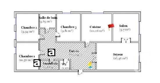 Appartement F4 à vendre  5 pièces - 84,53 m 2   ROUEN  - 76