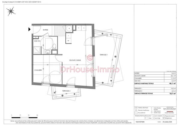 Appartement à louer 2 pièces de 46 m²