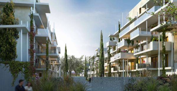 Appartement Neuf à vendre 4 pièces NARBONNE (11) T4 112,06m2 en R+4, Terrasse 84 M2, 2 boxs, Exposition NE  La Clape et Parc des Expositions