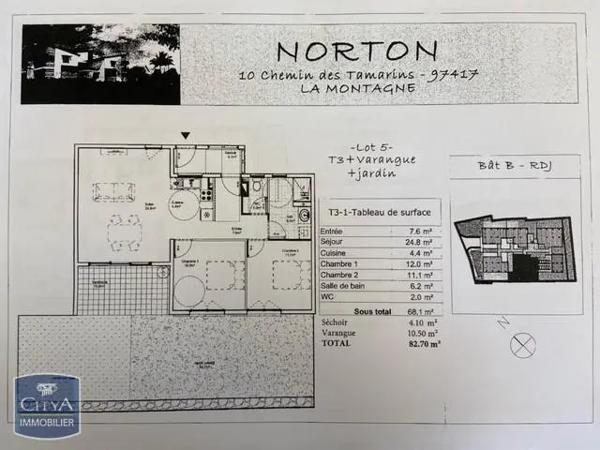 Appartement à louer 3 pièces 68.1m² Saint-Denis (97417)