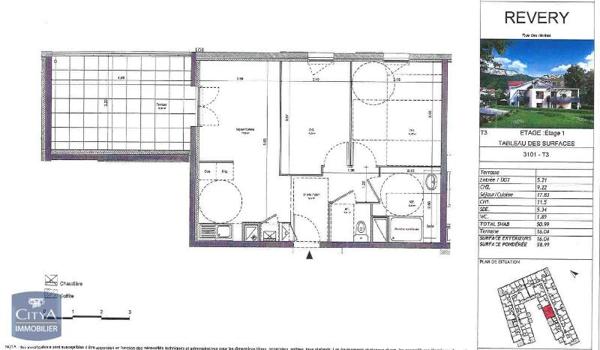 Appartement à louer 3 pièces 50.99m²