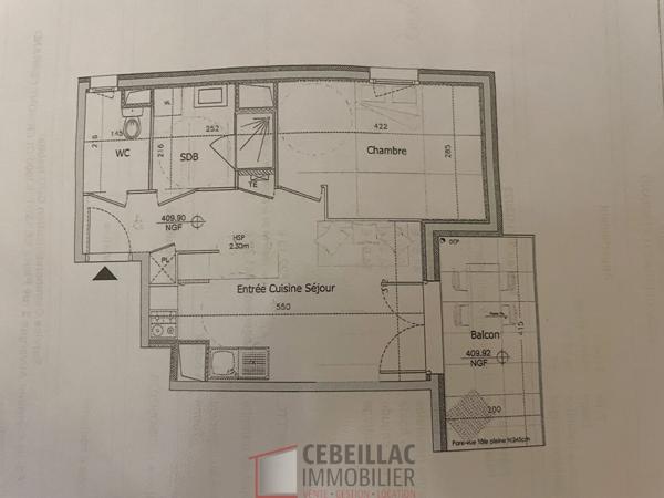 Appartement 2 pièce(s) 1 chambre(s) 39.35 m²
