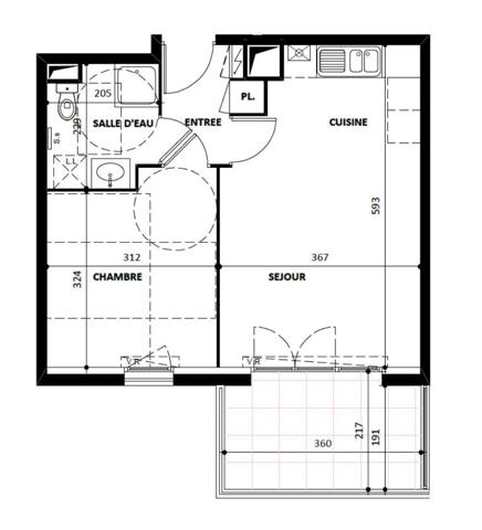 Appartement TOULON 38.35 m²