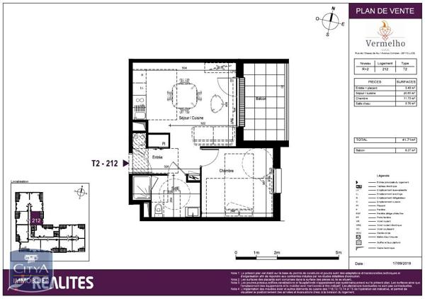 Appartement à louer 2 pièces 41.71m²