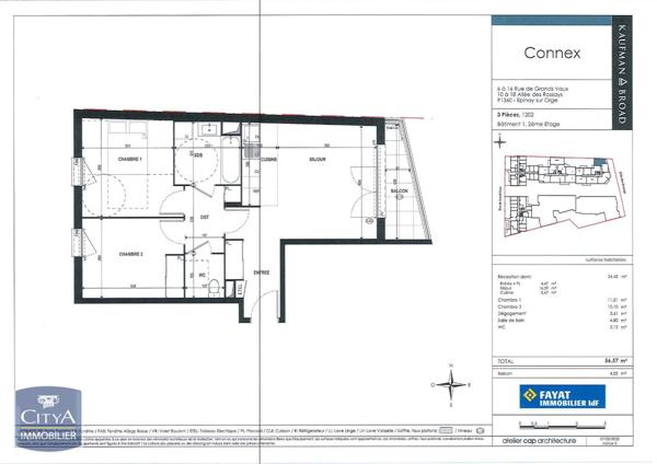 Location appartement Épinay-sur-Orge (91360) 3 pièces 56.57m²