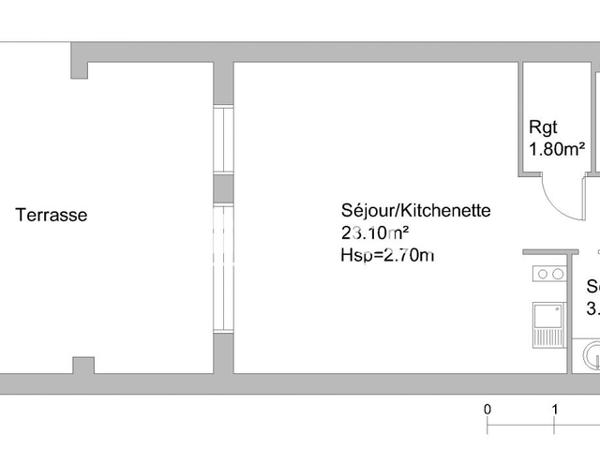 Location Studio 32.8 m² - 23 RUE AMIRAL COURBET Le Havre 76600