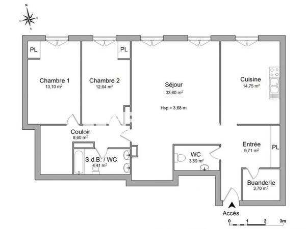 Location Appartement 4 pièces 104.1 m² - COUVENT DES CARMELITES Dole 39100