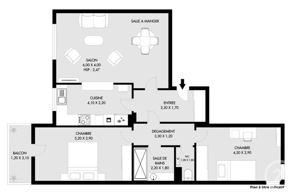 Appartement F3 à vendre  3 pièces - 77 m2 PARIS - 75020