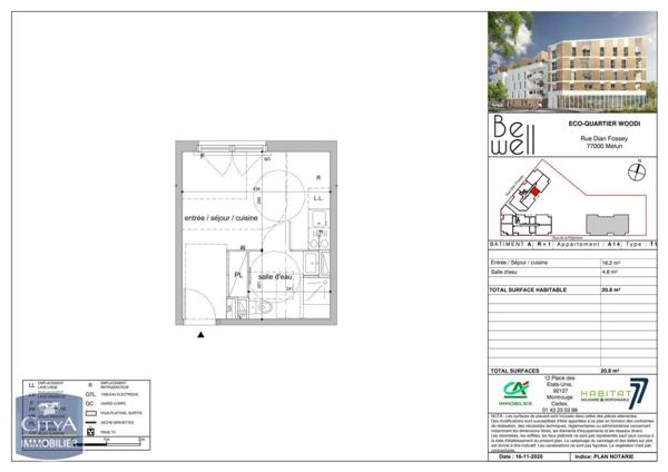 Appartement à louer 1 pièce 20.8m²