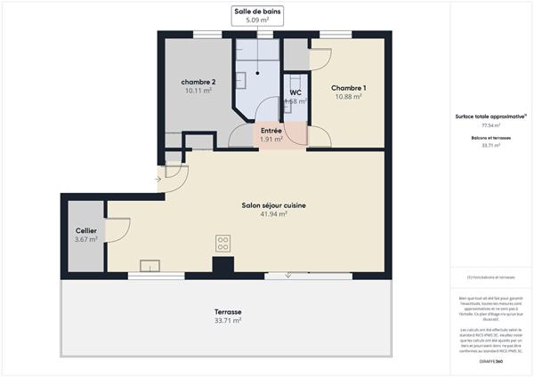 APPARTEMENT CLIMATISE ! T3. DERNIER ETAGE TERRASSE 33m² . GARAGE BOX. CHATEAUVERT 26000 VALENCE