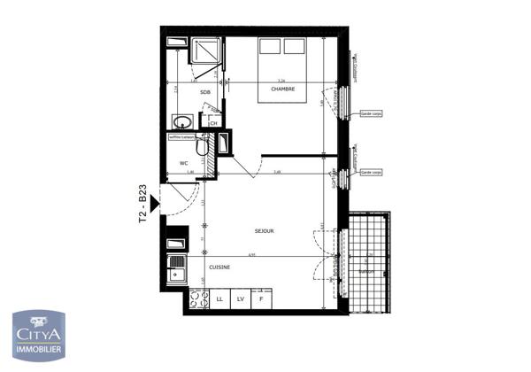 Appartement à louer 2 pièces 36.27m²