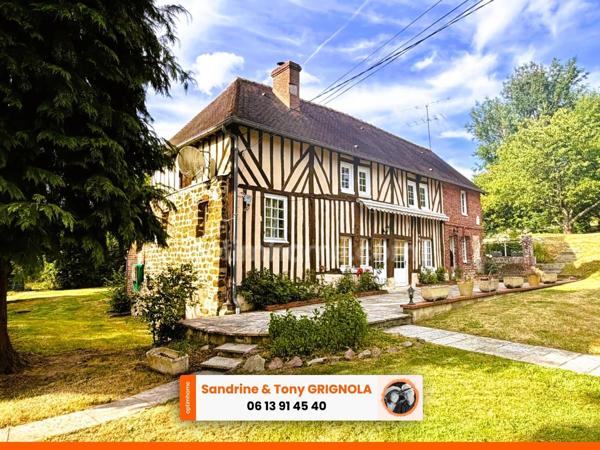 Maison normande de caractère de 121 m² avec 4 chambres, vie de plain-pied, Le Mesnil-Guillaume (14100), à moins de 10 minutes de Lisieux.