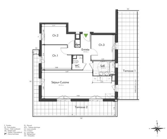 Appartement 4 pièces de 76 m² à Villefranche-sur-Saône (69400)