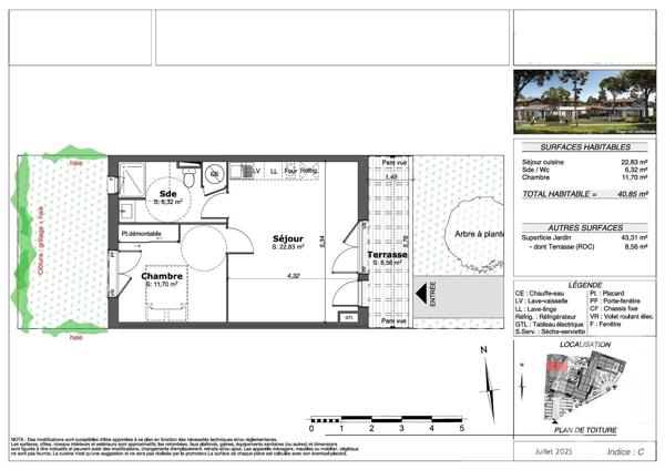 Appartement T2 à vendre  2 pièces - 40,85 m 2   SANGUINET  - 40