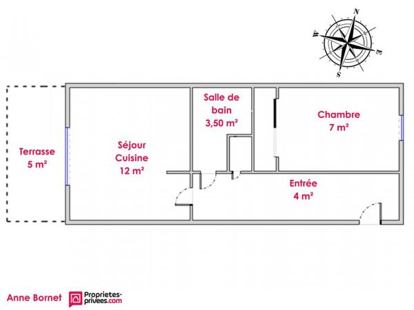 Appartement 2 pièces 26 m2 avec terrasse, parking et garage en sous-sol