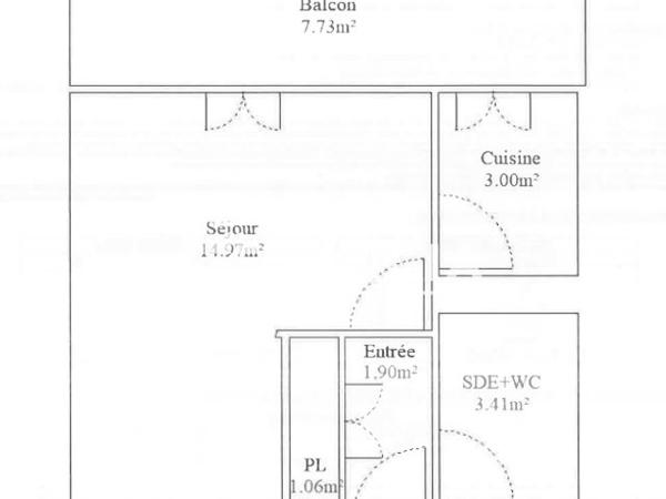 Location Studio 24.34 m² - 1278 ROUTE DE GANGES Montpellier 34090