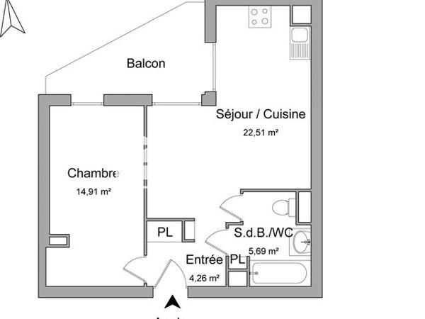 Location Appartement 2 pièces 47.4 m² - 22 RUE DES ALOUETTES Lyon 69008