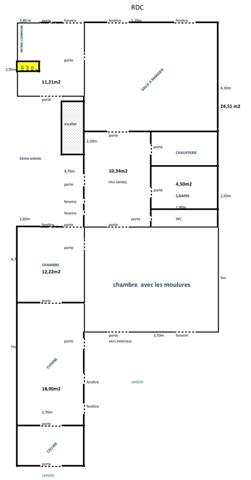 Dpt Vosges (88), à vendre RAMBERVILLERS immeuble T15 de 280 m2 à rénover en 5 ou 6 appartements avec cour