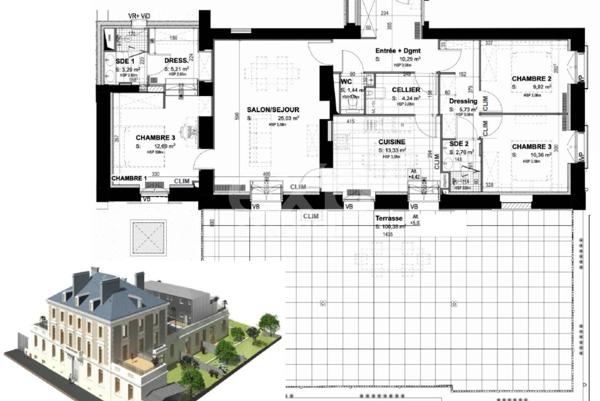 T4 d'exception meublé avec parking et cave