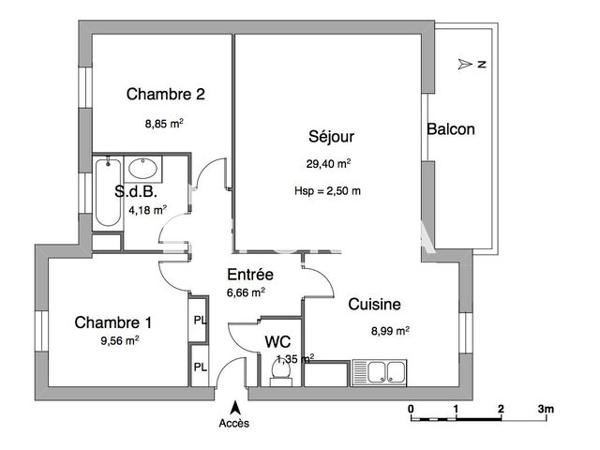 Location Appartement 3 pièces 59.99 m² - 28 RUE DU COLONEL GRANDVAL Nancy 54000