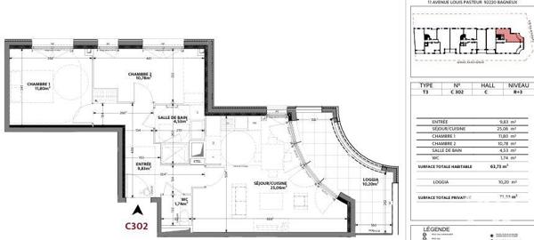 Appartement (neuf) à vendre 3 pièces 64 m² Bagneux