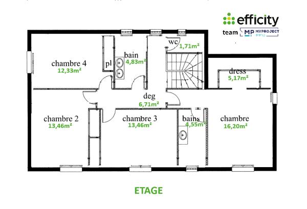 Maison 5 pièces - 140 m² Exclusivité efficity
