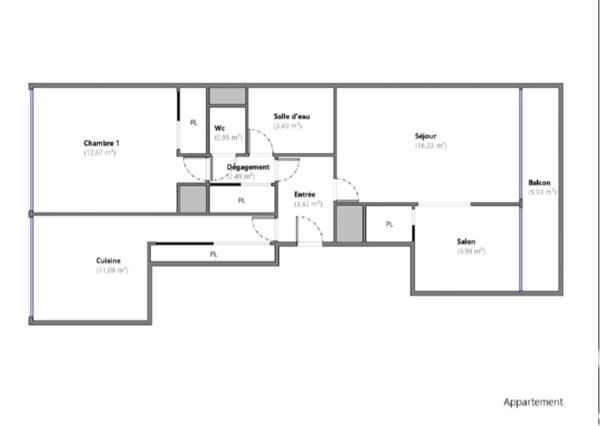 Appartement à vendre 3 pièces 60 m² Colombes