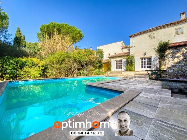 Grand ensemble immobilier 2 Maisons mitoyennes : Grande Maison Bourgeoise de 1805 avec jardin et piscine + Maison de Village avec double garage– Centre Nîmes Saint-Césaire