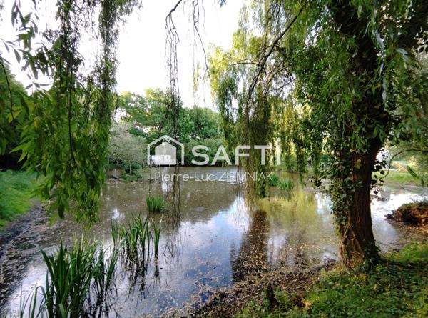 Terrain de loisirs avec étang et mobil-home – 4100 m² clos à Houssay (53360)