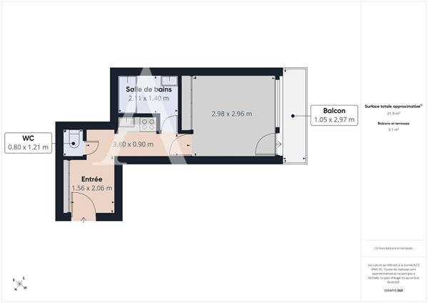 Studio 23.20 m² - Croix Résidence Flandre