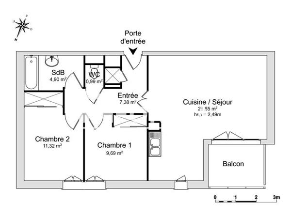 Location Appartement 3 pièces 63.1 m² - 17 RUE DU MOULIN Narbonne 11100