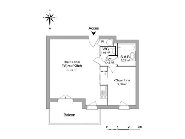 Location Appartement 2 pièces 43 m² - 32 CHEMIN BELLEGARRIGUES Aucamville 31140