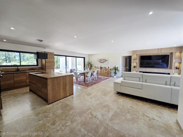 ✨ ÉLÉGANTE VILLA AVEC PISCINE – SAINT-ÉTIENNE-DE-TULMONT

À seulement 2 km des commerces, découvrez cette belle villa de plain-pied nichée dans un environnement verdoyant, sur un grand jardin arboré et entièrement clôturé.

Dès l’entrée, vous serez séduits par sa luminosité et ses beaux volumes, avec une superbe pièce de vie de plus de 60 m², composée d’un séjour spacieux avec cuisine ouverte entièrement équipée, créant un espace convivial et chaleureux, idéal pour recevoir.

🌿 L’espace nuit offre 4 chambres avec rangements, dont une suite parentale, une belle salle de bain ainsi que 2 WC indépendants. Un espace cellier/buanderie et un double garage viennent compléter les prestations.

🌴 À l’extérieur, place à la détente : une magnifique piscine avec revêtement effet pierre de Bali et cascade, accompagnée de son pool house, s’intègre parfaitement au jardin arboré et crée une véritable ambiance de vacances à la maison.

🌡️ Côté confort, la villa bénéficie d’une pompe à chaleur gainable avec thermostats individuels, permettant d’adapter la température de chaque espace.

❤️ Une villa familiale aux prestations soignées, où volumes, confort et espaces extérieurs se conjuguent parfaitement. Une visite s’impose !