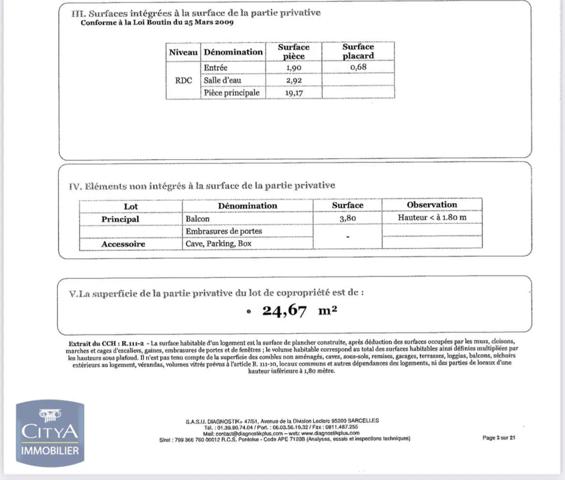 Appartement à louer 1 pièce 24.67m²