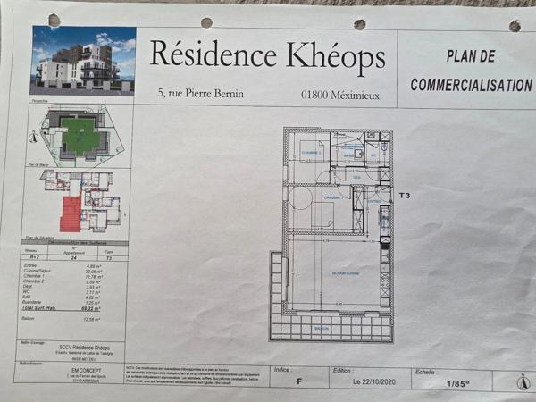 Appartement à vendre 3 pièces  Meximieux