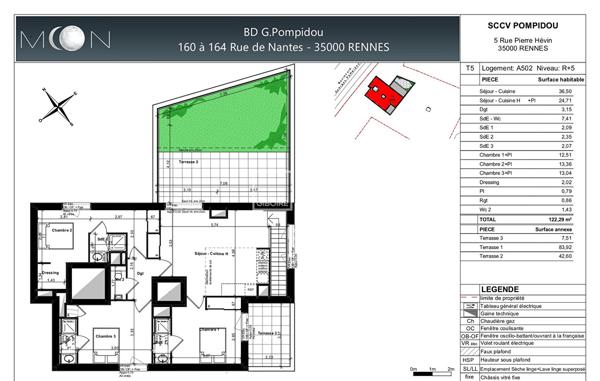 Appartement T5 à vendre Rennes Sacré Coeurs - 122 m² (réf : PJ25414)