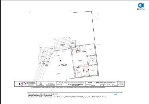 ORLEANS Centre quartier Madeleine rare à la vente appartement Penthouse T4 avec patio intérieur et terrasse de 28 m2 dans petite copropriété