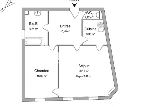 Location Appartement 2 pièces 65.97 m² - 12 RUE PIERRE SEMARD Carcassonne 11000