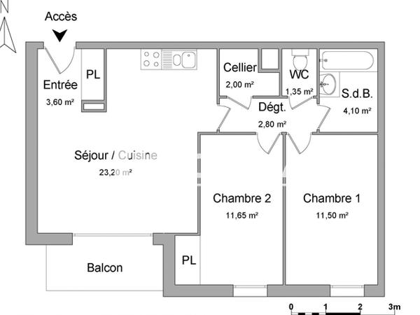Location Appartement 3 pièces 60.2 m² - 210 RUE DU CDT GEORGES LEDRU Canteleu 76380
