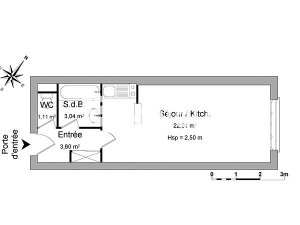 Location Studio 29.76 m² - 21 RUE ALEXANDRE FATTON Amiens 80000