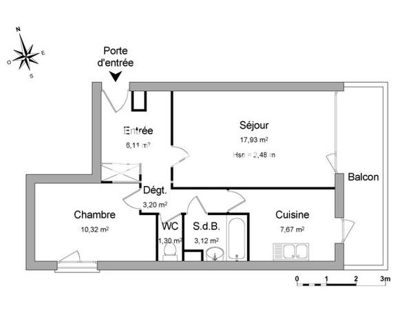 Location Appartement 2 pièces 49.65 m² - 9 RUE DU CLOS BEAUMOIS Caen 14000
