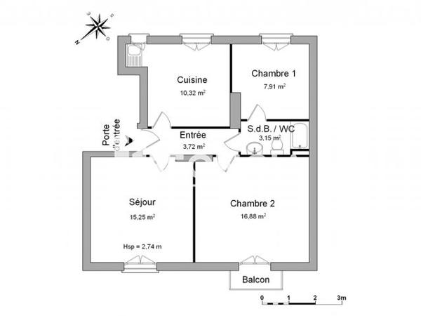 Location Appartement 2 pièces 57.2 m² - 20 RUE MARC SEGUIN Montigny Les Metz 57950