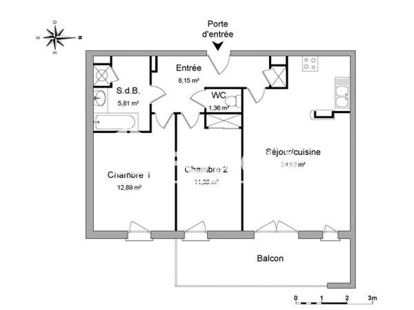 Location Appartement 3 pièces 64.1 m² - 11 RUE FARADAY Tours 37100