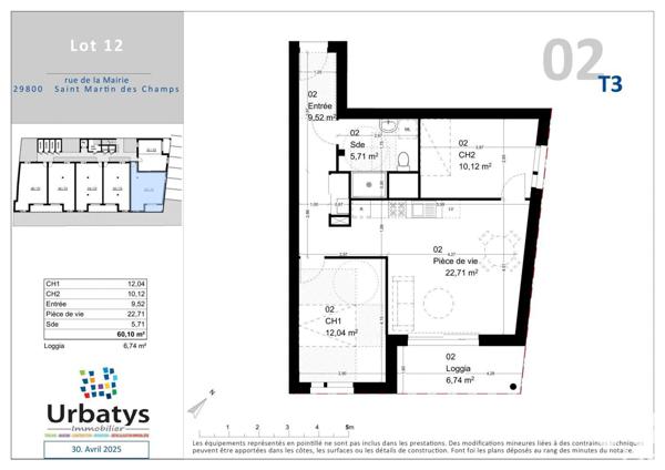 Appartement à vendre 3 pièces 60 m² Saint-Martin-des-Champs