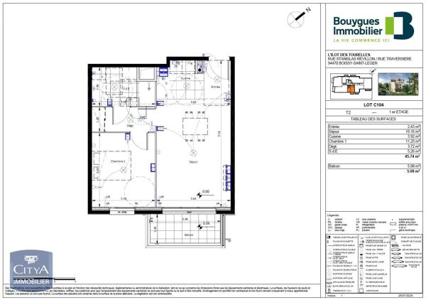 Appartement à louer 2 pièces 45.74m² Boissy-Saint-Léger (94470)