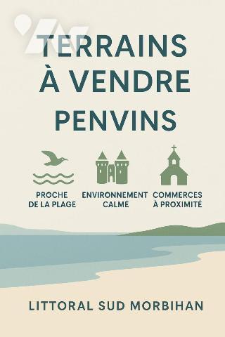 Terrain à bâtir viabilisé – Sarzeau/Penvins à 400 m de la mer – Zone Uba