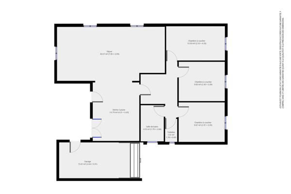 Maison 3 chambres sur terrain de 435 m²